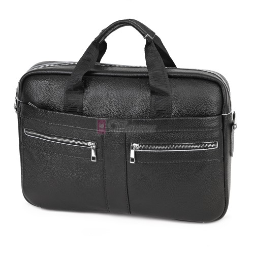 Голяма мъжка чанта от естествена кожа в черен цвят. Код: 3116