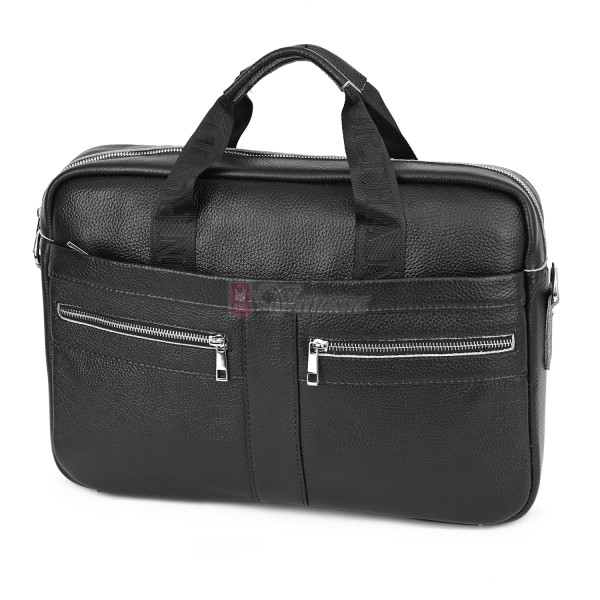 Голяма мъжка чанта от естествена кожа в черен цвят. Код: 3116