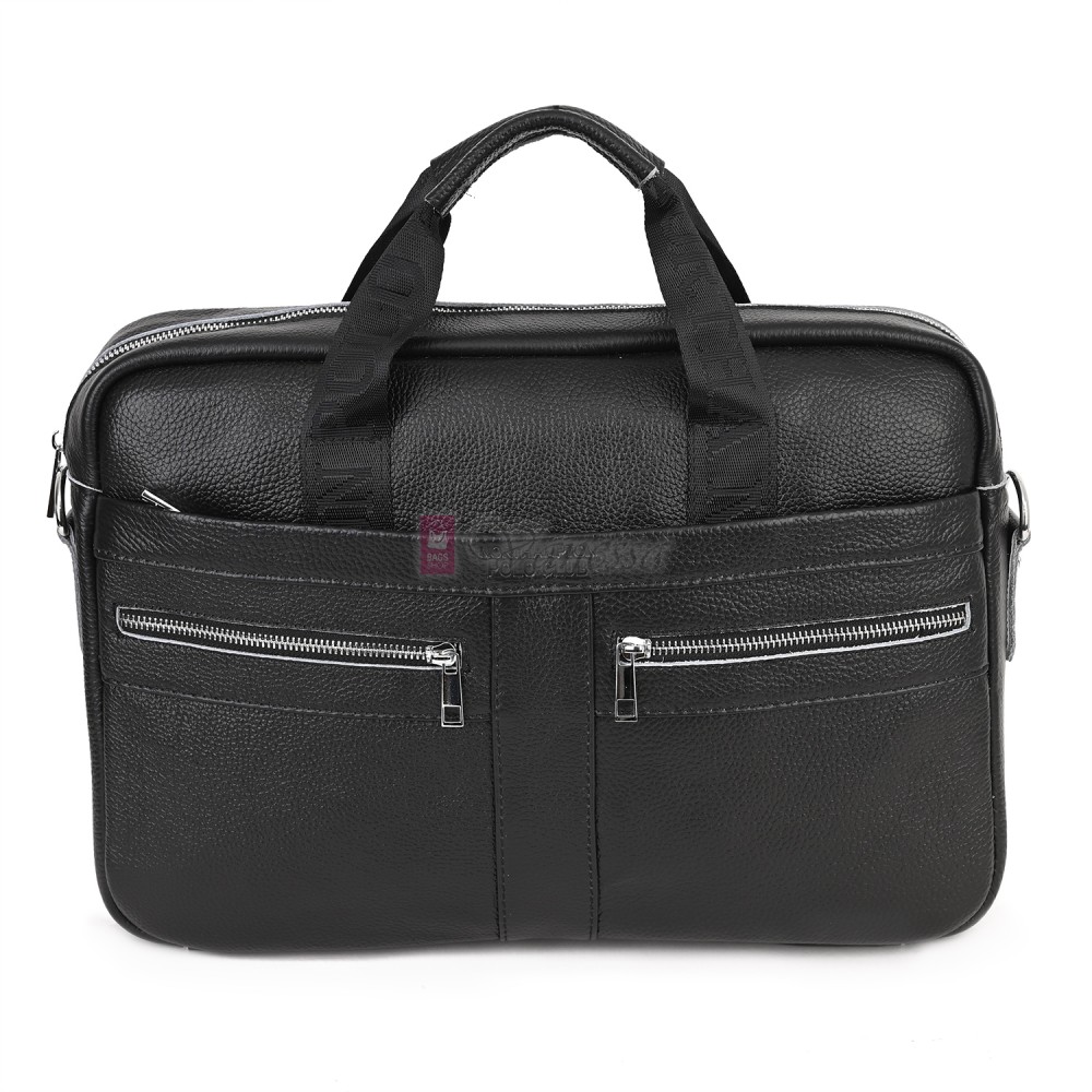 Голяма мъжка чанта от естествена кожа в черен цвят. Код: 3116