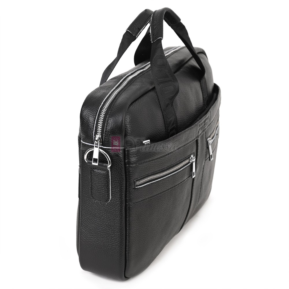 Голяма мъжка чанта от естествена кожа в черен цвят. Код: 3116