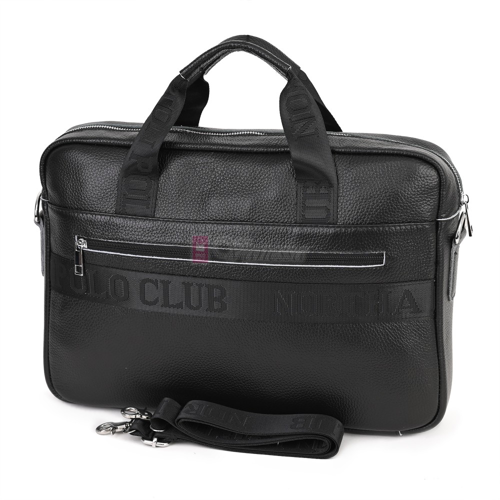 Голяма мъжка чанта от естествена кожа в черен цвят. Код: 3116