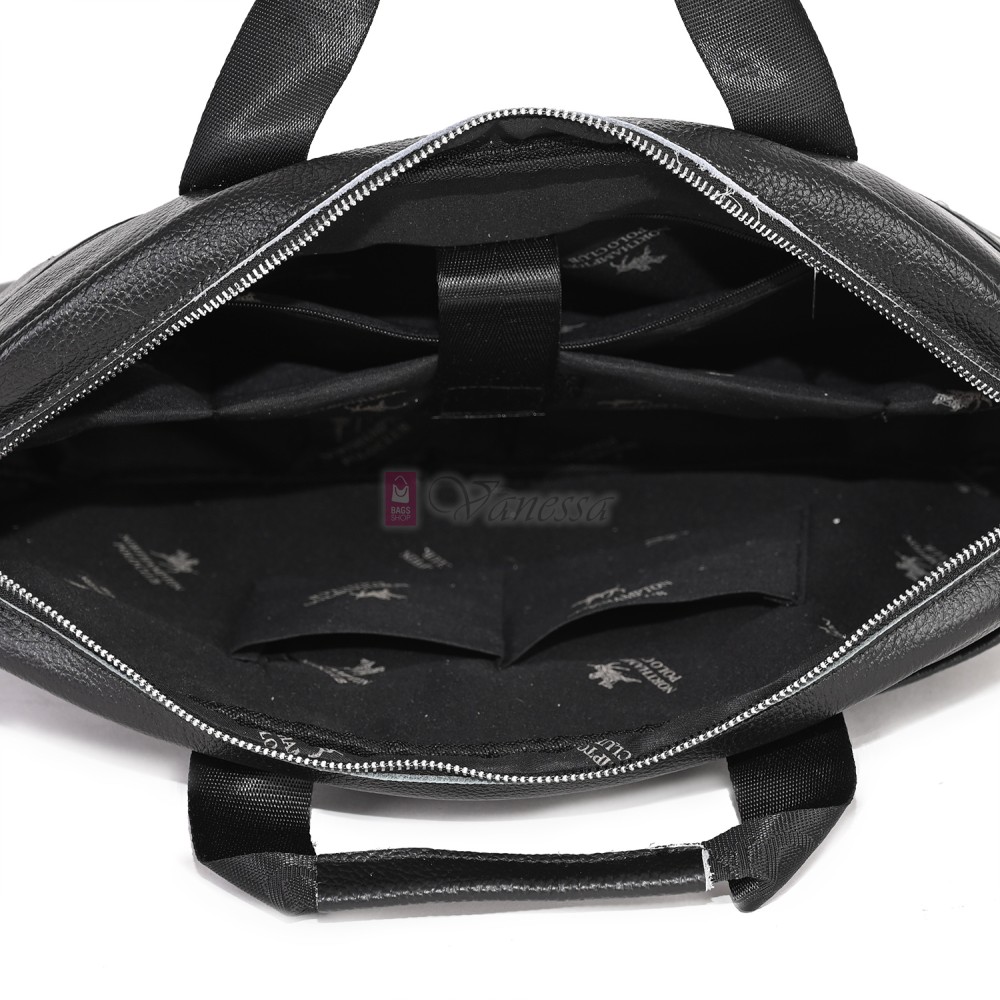 Голяма мъжка чанта от естествена кожа в черен цвят. Код: 3116