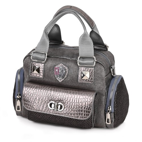  Дамска чанта от висококачествена еко кожа, в тъмно сребрист цвят. Код: K007