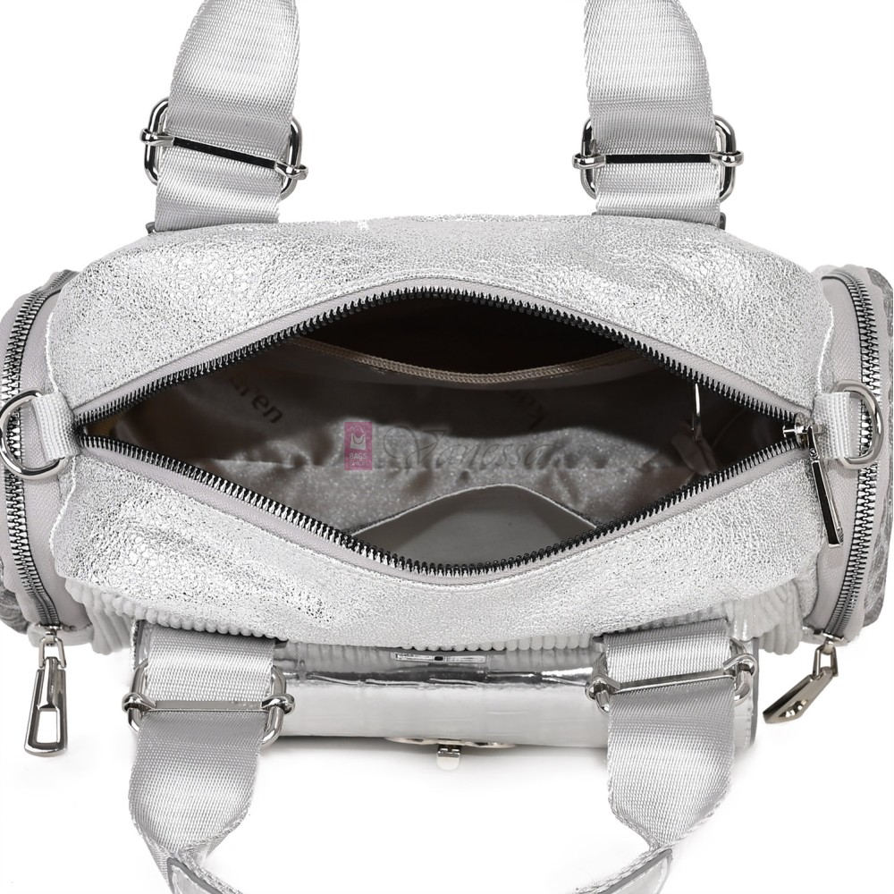  Дамска чанта от висококачествена еко кожа, в сребрист цвят. Код: K007