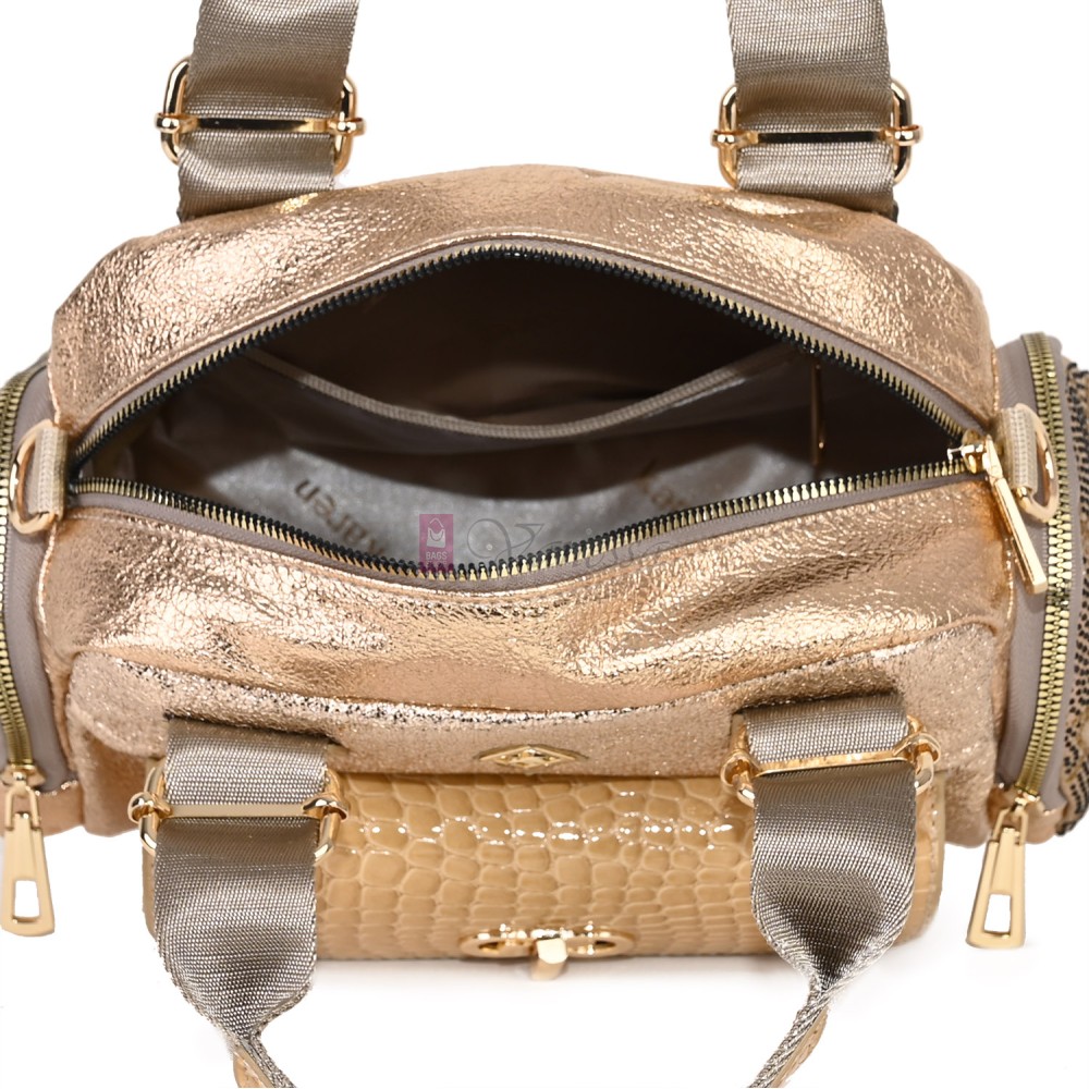  Дамска чанта от висококачествена еко кожа, в златист цвят. Код: K007