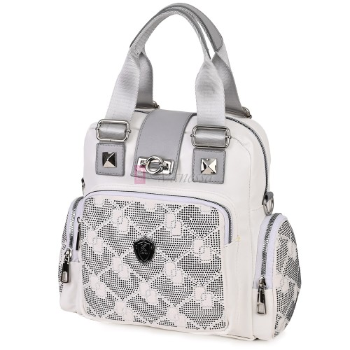 Дамска чанта/раница от висококачествена еко кожа, в бял цвят. Код: K009