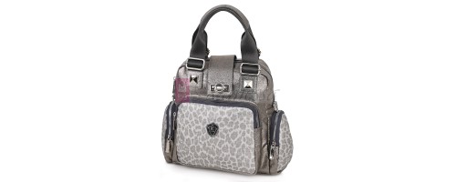 Дамска чанта/раница от висококачествена еко кожа, в тъмно сребрист цвят. Код: K009  Дамска чанта/раница от висококачествена еко кожа, в тъмно сребрист цвят. Код: K009