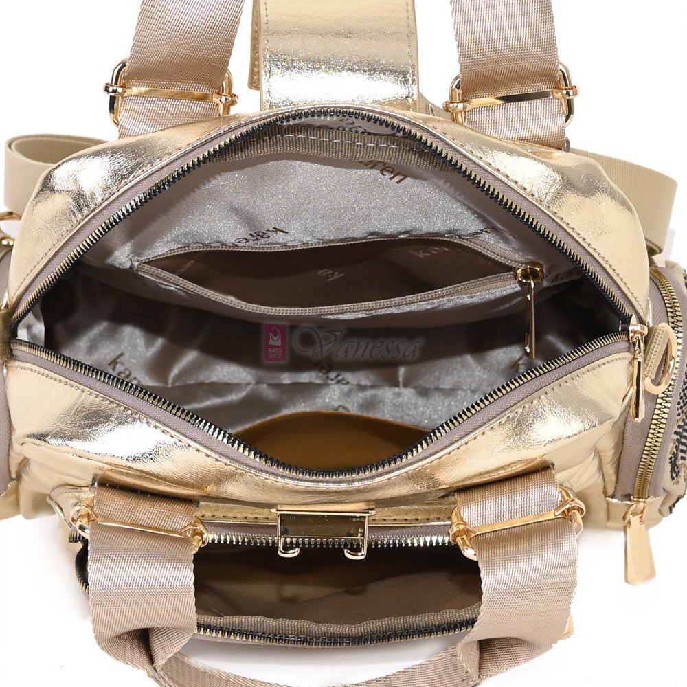 Дамска чанта/раница от висококачествена еко кожа, в златист цвят. Код: K009  Дамска чанта/раница от висококачествена еко кожа, в златист цвят. Код: K009