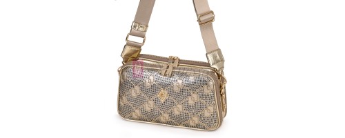 Малка дамска чанта от висококачествена еко кожа, в златист цвят. Код:  K047