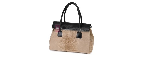 Елегантна дамска чанта, от естествена кожа, в бежов цвят. Код: KEK64