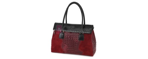 Елегантна дамска чанта, от естествена кожа, в цвят бордо. Код: KEK64