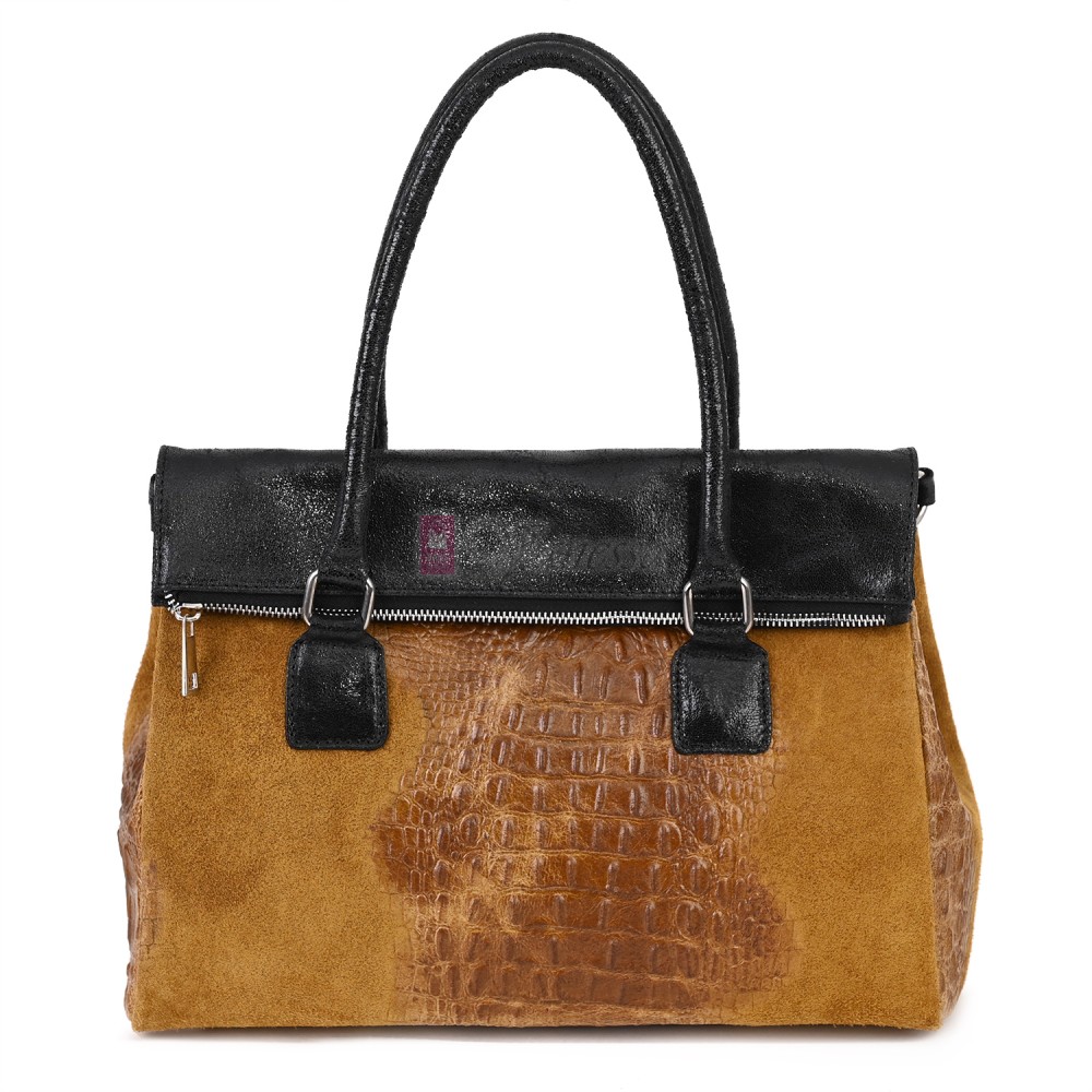 Елегантна дамска чанта, от естествена кожа, в кафяв цвят. Код: KEK64