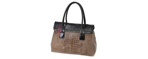 Елегантна дамска чанта, от естествена кожа, в тъмнобежов цвят. Код: KEK64