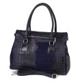 Елегантна дамска чанта, от естествена кожа, в тъмносин цвят. Код: KEK64