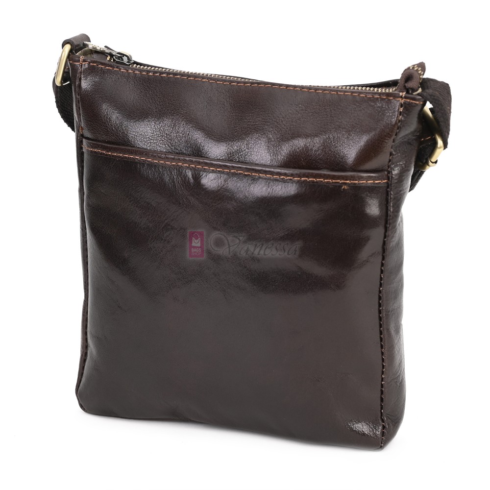 Мъжка чанта от естествена кожа, в тъмнокафяв цвят. Код: EKM-1