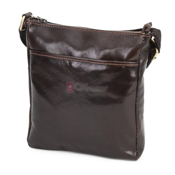 Мъжка чанта от естествена кожа, в тъмнокафяв цвят. Код: EKM-1