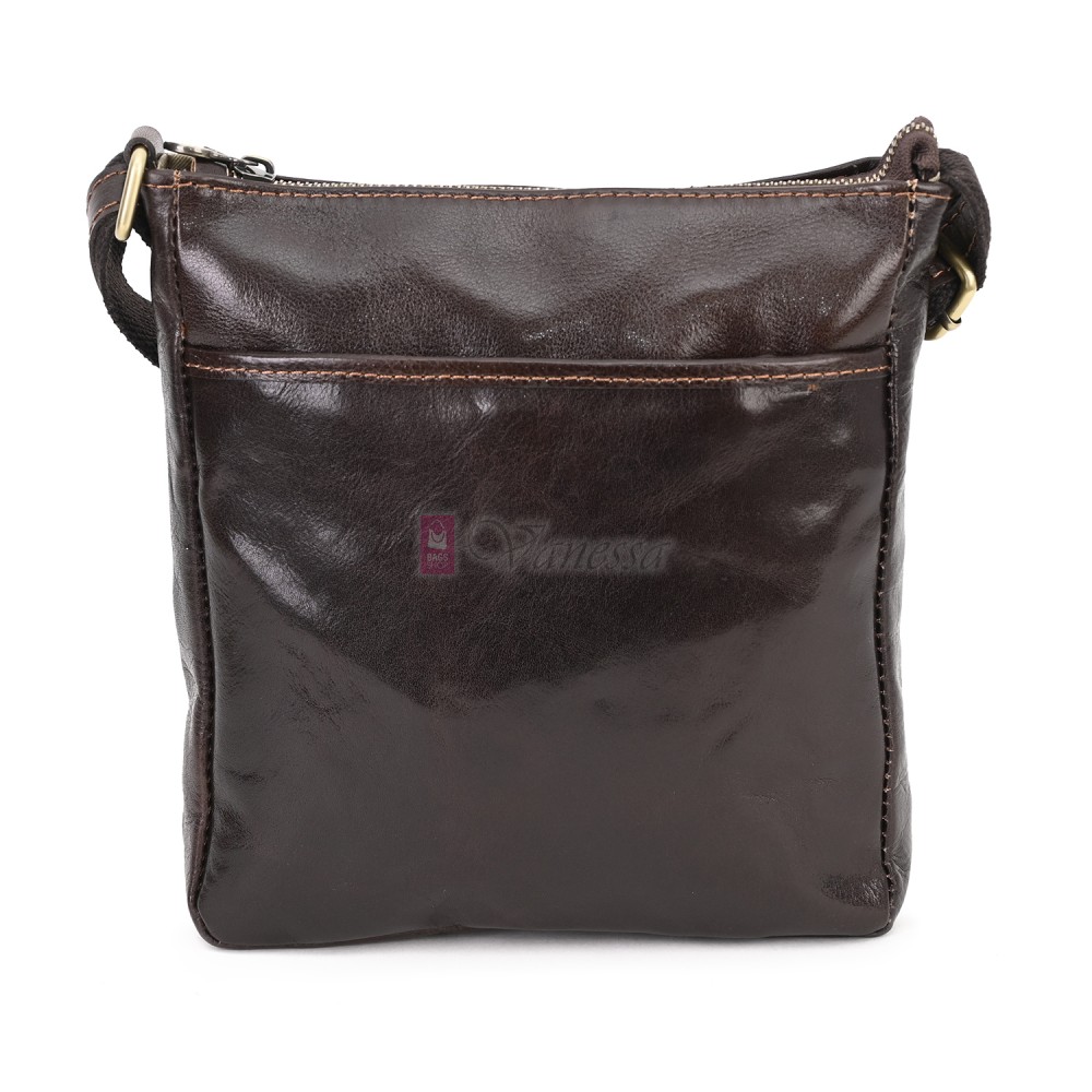 Мъжка чанта от естествена кожа, в тъмнокафяв цвят. Код: EKM-1