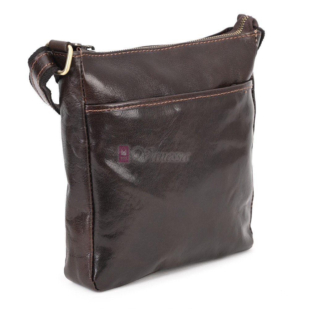 Мъжка чанта от естествена кожа, в тъмнокафяв цвят. Код: EKM-1