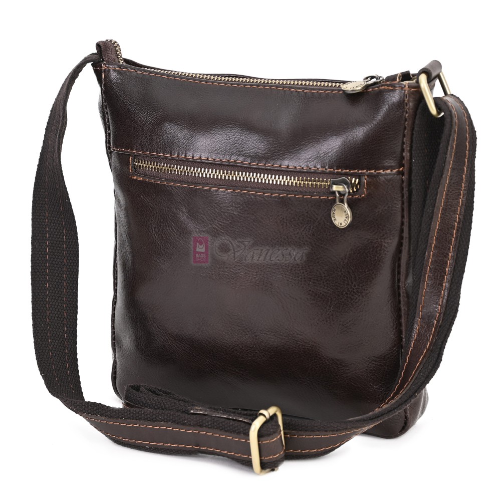 Мъжка чанта от естествена кожа, в тъмнокафяв цвят. Код: EKM-1