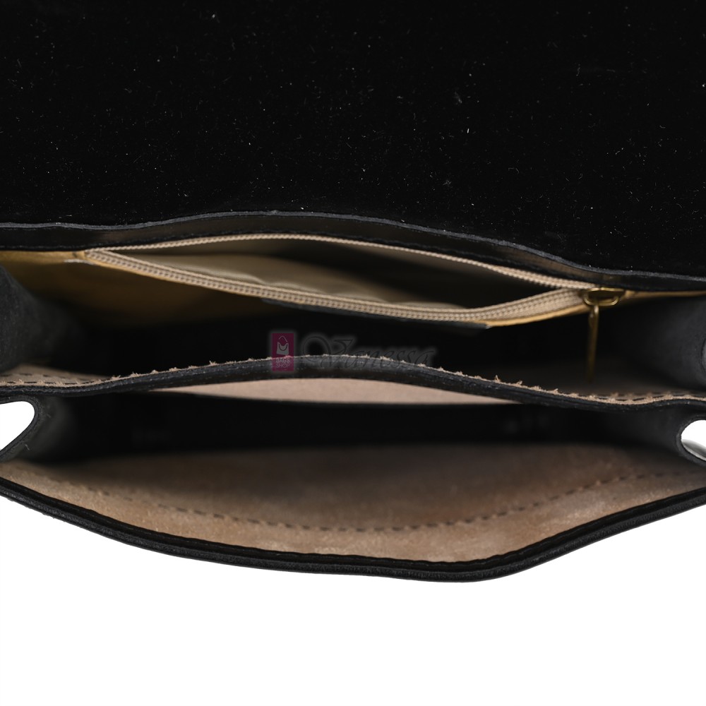 Мъжка чанта от естествена кожа, в черен цвят. Код: EKM-2