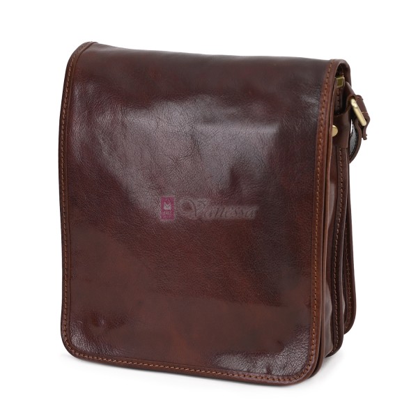 Мъжка чанта от естествена кожа, в тъмнокафяв цвят. Код: EKM-2