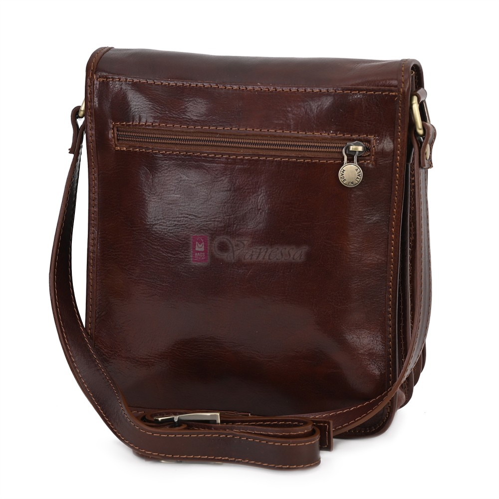 Мъжка чанта от естествена кожа, в тъмнокафяв цвят. Код: EKM-2