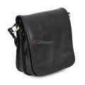 Малка мъжка чанта от естествена кожа, в черен цвят. Код: EKM-3