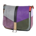 Дамска чанта от естествена кожа направена от парчета в шарени цветове. Код: P002