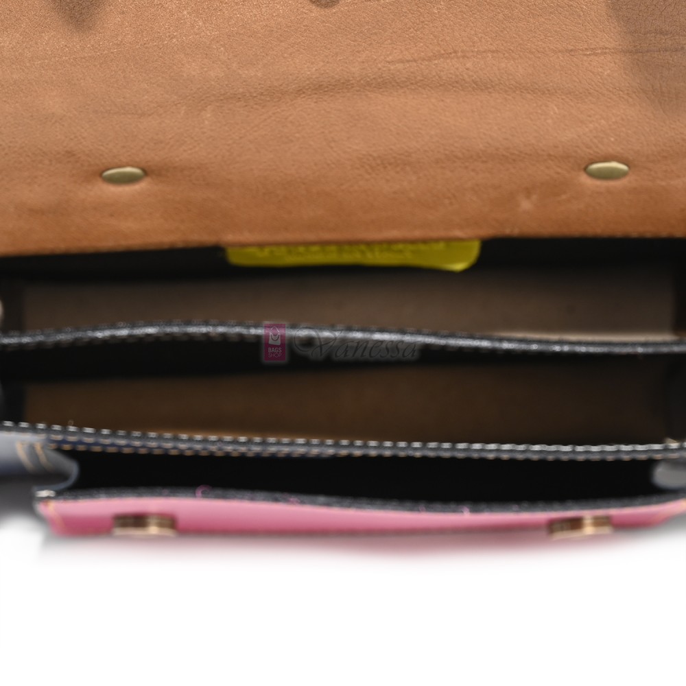  Дамска чанта от естествена кожа на парчета, в тъмни шарени цветове. Код: P009-3