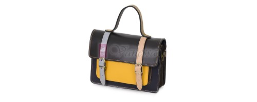  Дамска чанта от естествена кожа на парчета, в тъмни шарени цветове. Код: P009-4