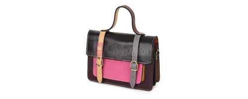  Дамска чанта от естествена кожа на парчета, в тъмни шарени цветове. Код: P009-5