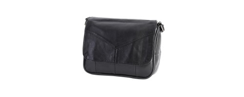 Дамска чанта от естествена кожа направена от парчета в черен цвят. Код: P003