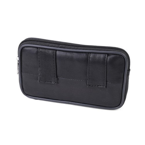 Мъжко портмоне от естествена кожа, за колан в черен цвят. Код: PK01