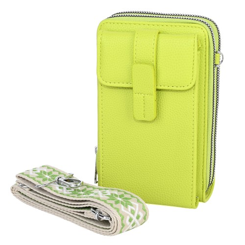 Малка дамска чанта/портмоне от еко кожа в зелен цвят. Код: 742