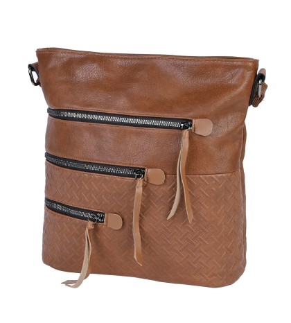 Дамска ежедневна чанта от висококачествена екологична кожа в кафяв цвят Код: 7136