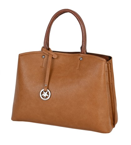 Стилна дамска чанта в класически дизайн от еко кожа в кафяв цвят Код: 3326