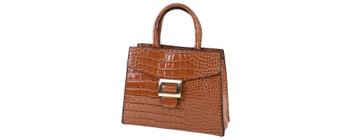Атрактивна елегантна дамска чанта от релефна еко кожа в светло кафяв цвят Код: 2301