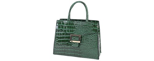 Атрактивна елегантна дамска чанта от релефна еко кожа в зелен цвят Код: 2301