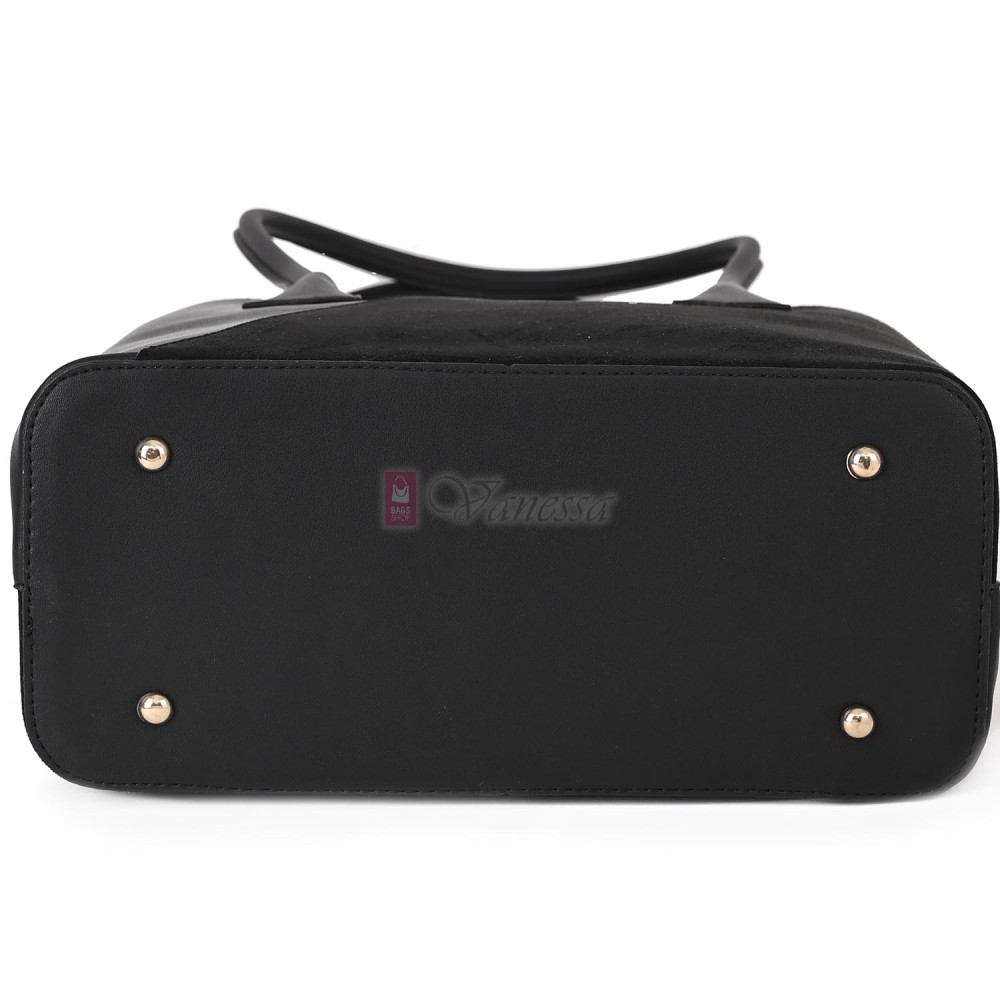 Елегантна дамска чанта от висококачествена еко кожа в черен цвят. Код: T44V