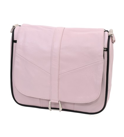 Дамска чанта от естествена кожа направена от парчета в розов цвят. Код: P002