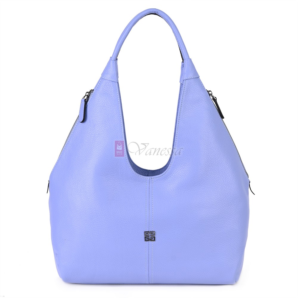 Дамска чанта от естествена кожа в син цвят. Код: TREK