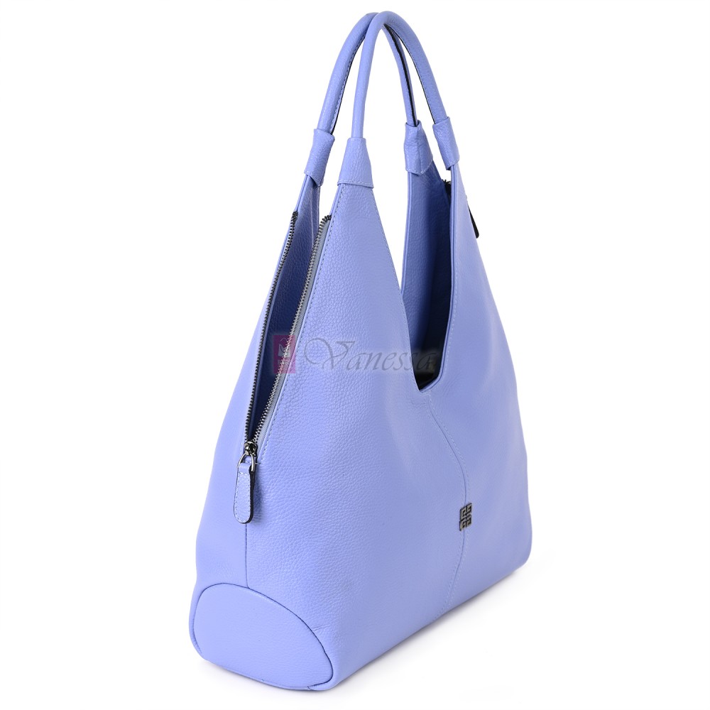 Дамска чанта от естествена кожа в син цвят. Код: TREK