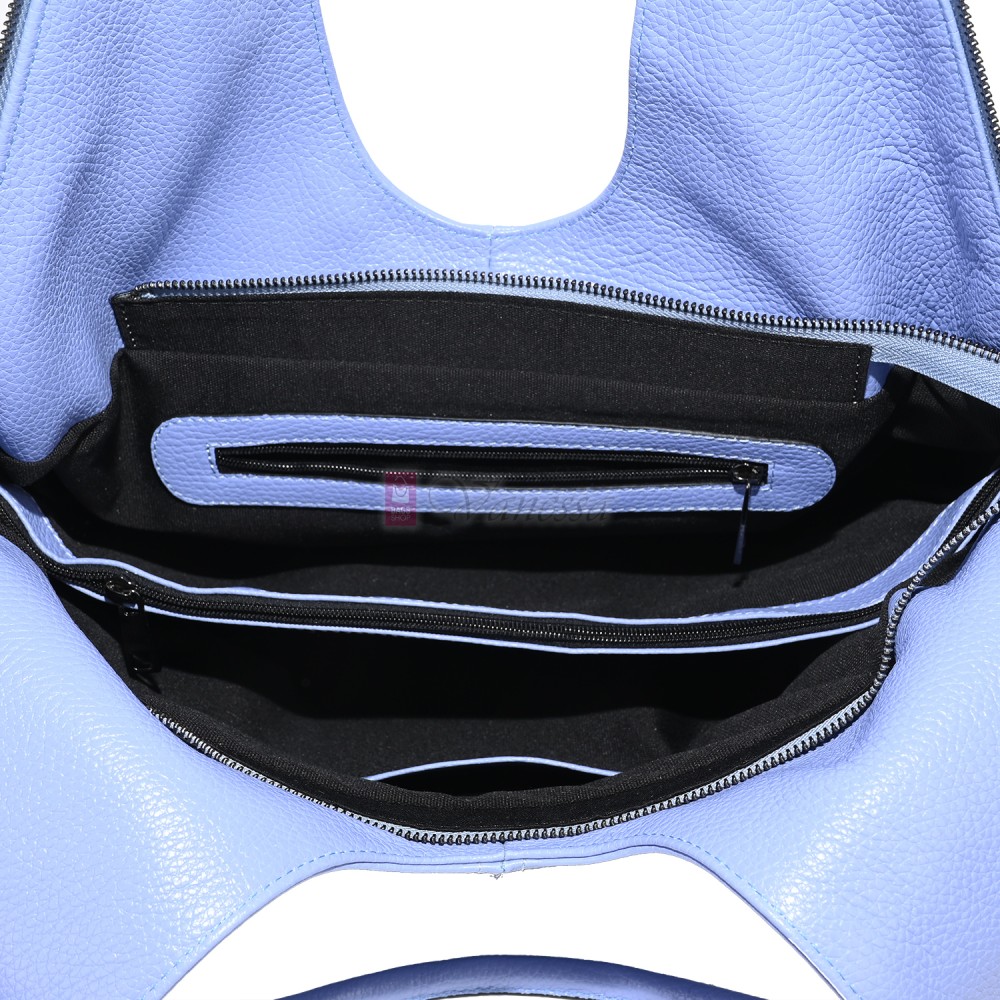 Дамска чанта от естествена кожа в син цвят. Код: TREK