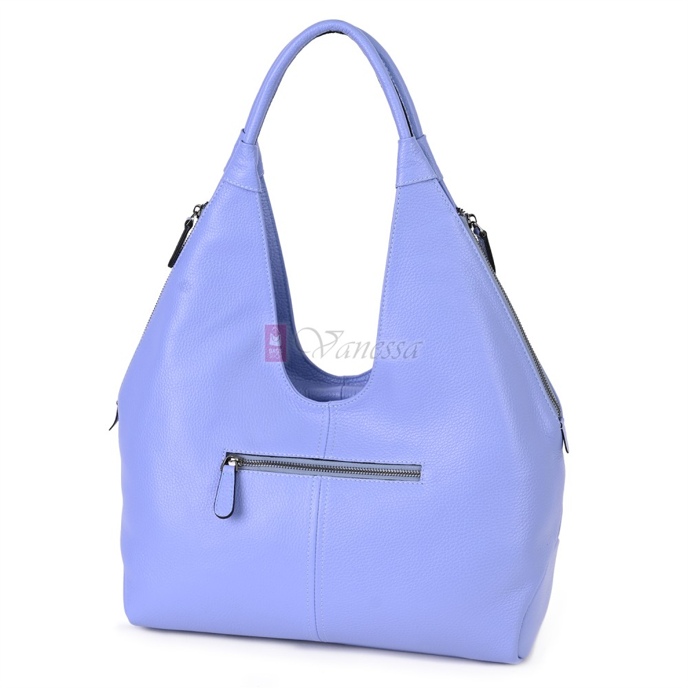 Дамска чанта от естествена кожа в син цвят. Код: TREK