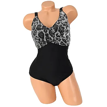 Дамски цял бански костюм в черен цвят. Модел: 77211