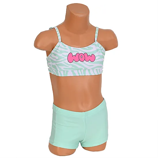 Детски бански от две части в цвят тюркоаз. Модел: 655