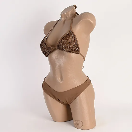 Бански от три части в кафяв цвят. КОД 5068 - 5068-2