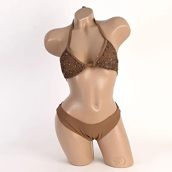 Бански от три части в кафяв цвят. КОД 5068 - 5068-2