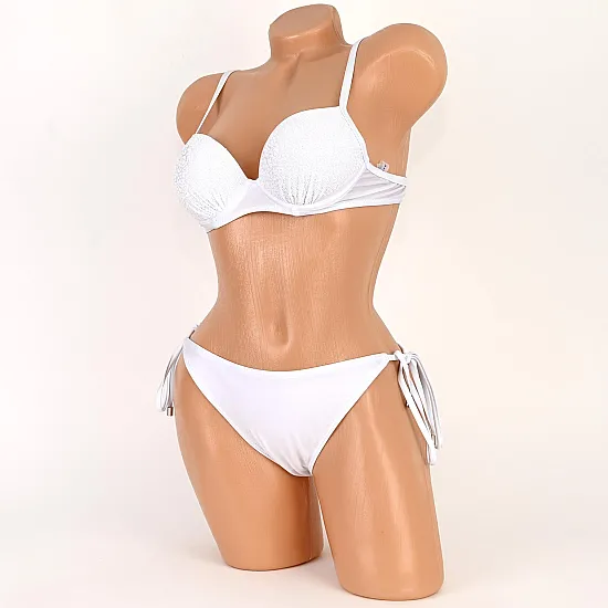 Бански от две части в бял цвят. КОД 8738 - 1397-1