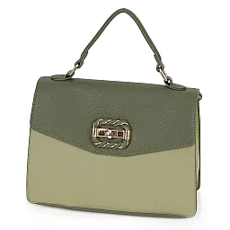 Дамска чанта от висококачествена еко кожа в зелен цвят. Код: 111 - 111-4